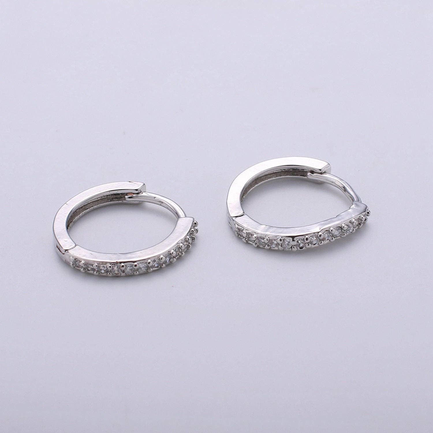 Aim Eternal - Wholesale Huggie Earrings - Gold Filled Thin Mini Huggie Hoop Earrings With Clear CZ0