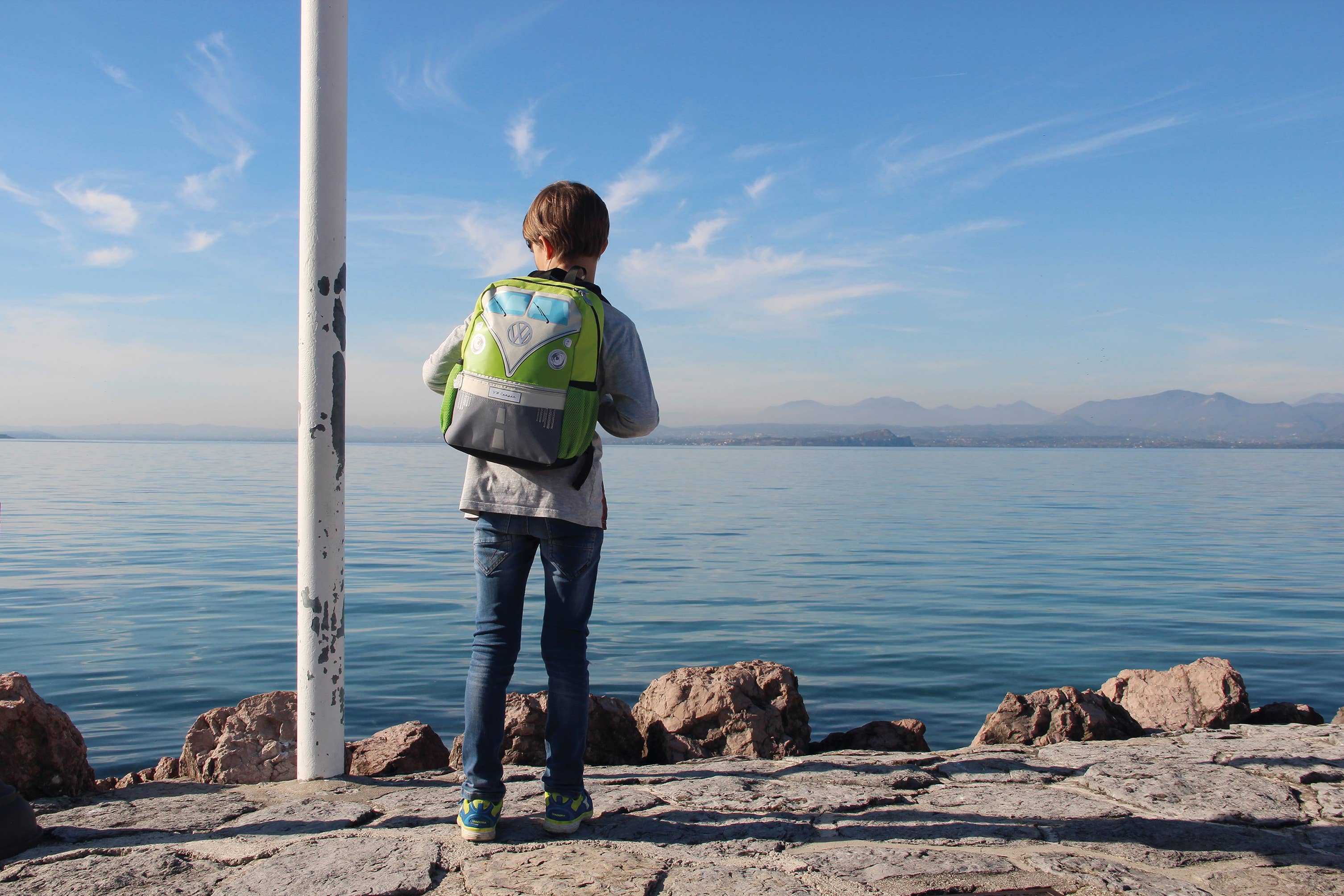 VW Collection by BRISA - Wholesale Backpack - Unisex - VW T1 Bus Office Outdoor Travel Backpack - GN (S)3