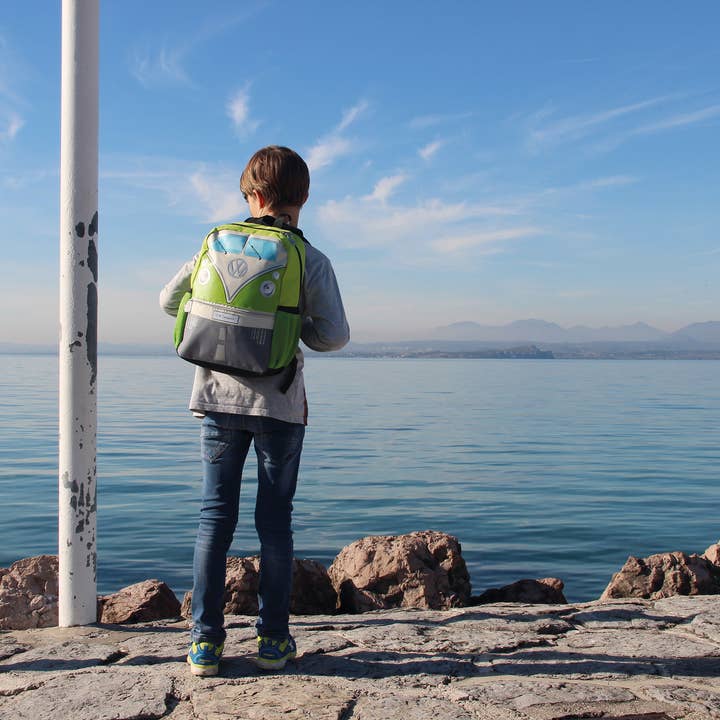 VW Collection by BRISA - Wholesale Backpack - Unisex - VW T1 Bus Office Outdoor Travel Backpack - GN (S)3