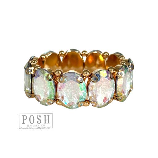 Pink Panache Brands - Wholesale Bangle Bracelet - Oval rhinestone bracelet