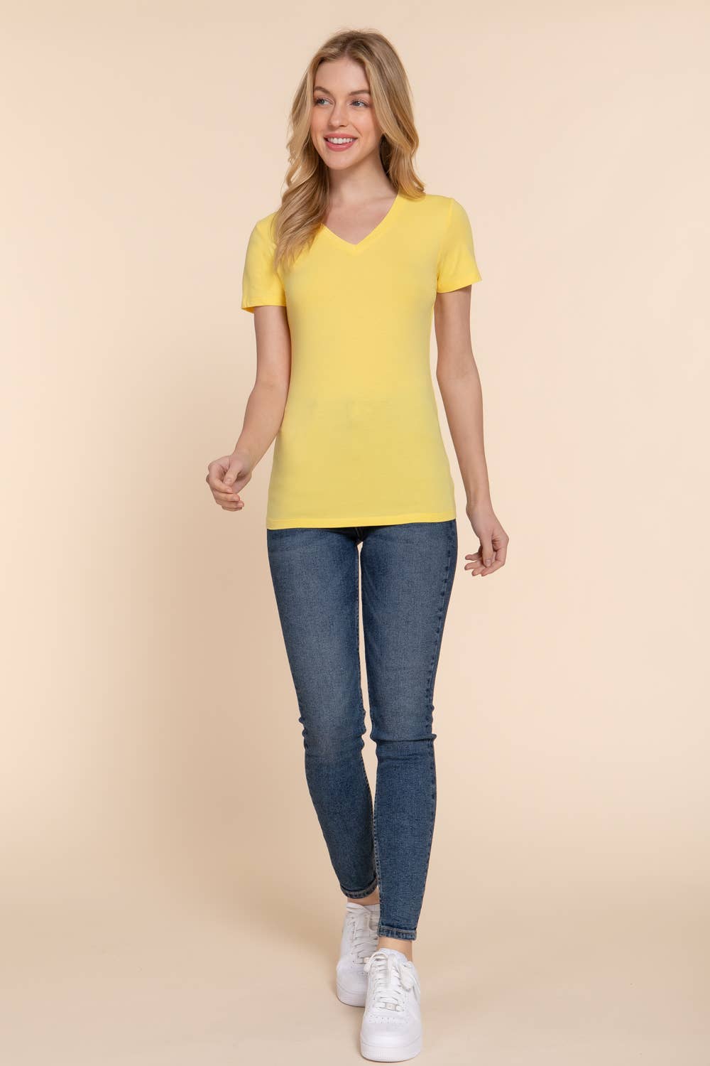 Active Basic | Active USA - Wholesale T-Shirt - Women's - Short Sleeve Cotton Jersey V-neck Top 23