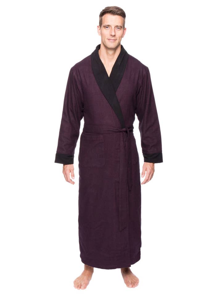 Noble Mount - Wholesale Robe – Men's - Men's Premium 100% Cotton Flannel Fleece Lined Robe6