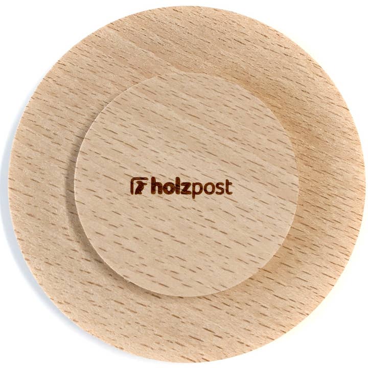 holzpost GmbH - Wholesale Drink Lids - Glass lid made of beech “Two Beer”1