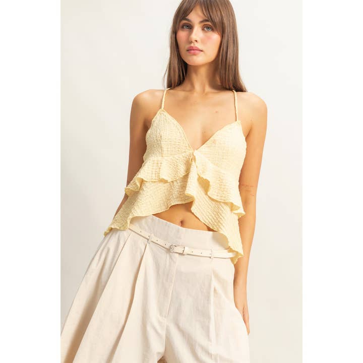 HYFVE - Wholesale Camisole - Women's - HF25A860-V-Neck Ruffled Cami Top