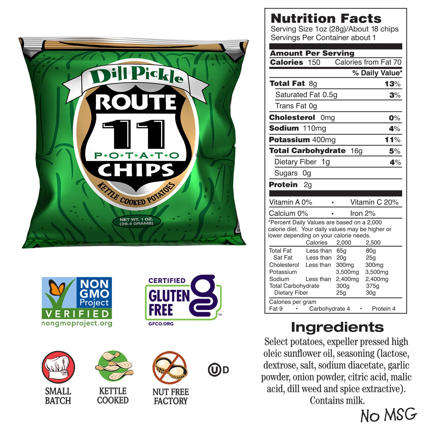 Route 11 Potato Chips - Wholesale Chips - Route 11 Dill Pickle Potato Chips (1oz)2