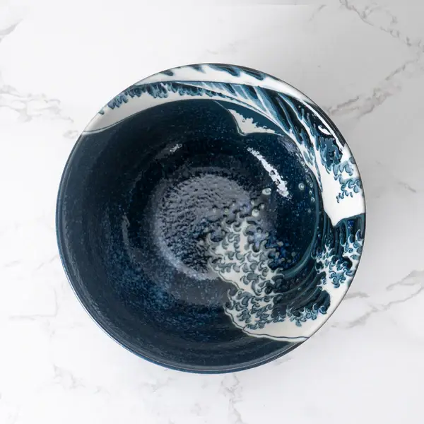 Urban Tokyo - Wholesale Bowl - Kanagawa Great Wave 19oz 6"Dia x 2.75"H Porcelain Multipurpose Tayo Medium Bowl JP (6/48)3