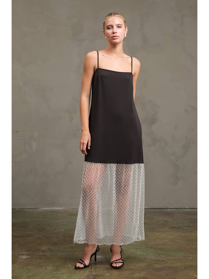 Noir Robe Cocktail à Perles - RD1188 en vente sur Faire