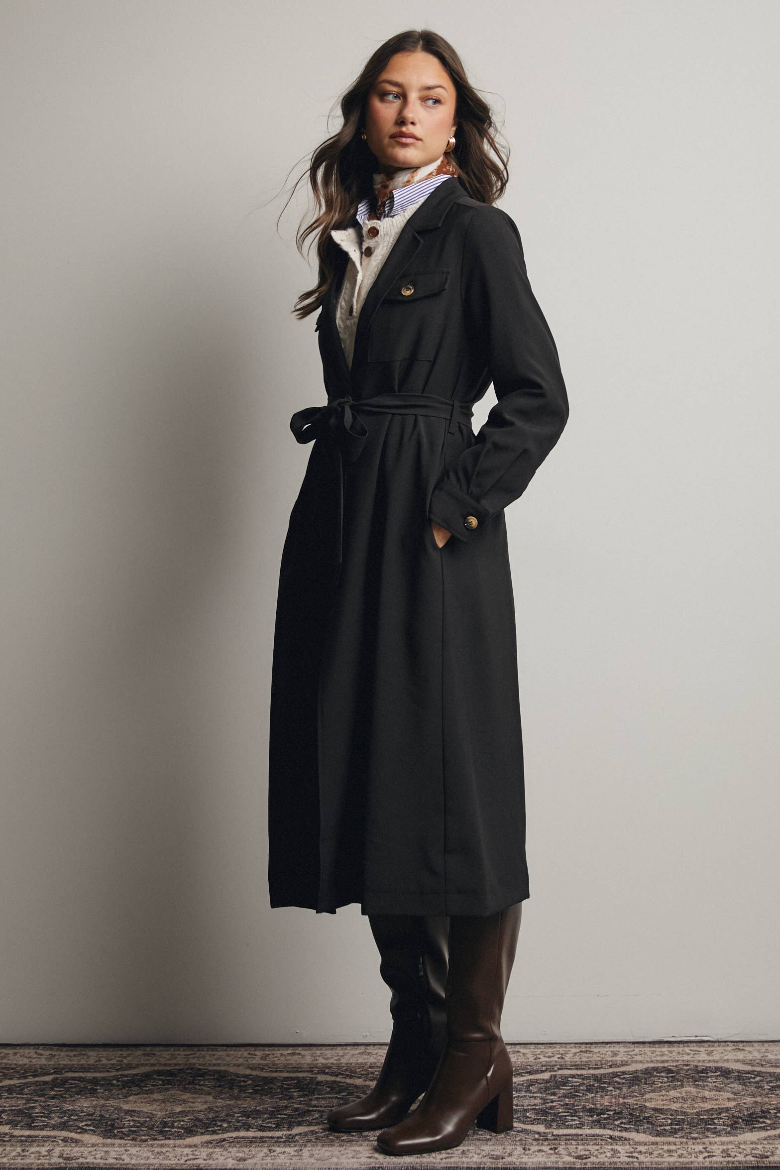 Forte - Vendita all'ingrosso Trench - Donna - Trench con Cintura a Doppia Tasca FJ00067