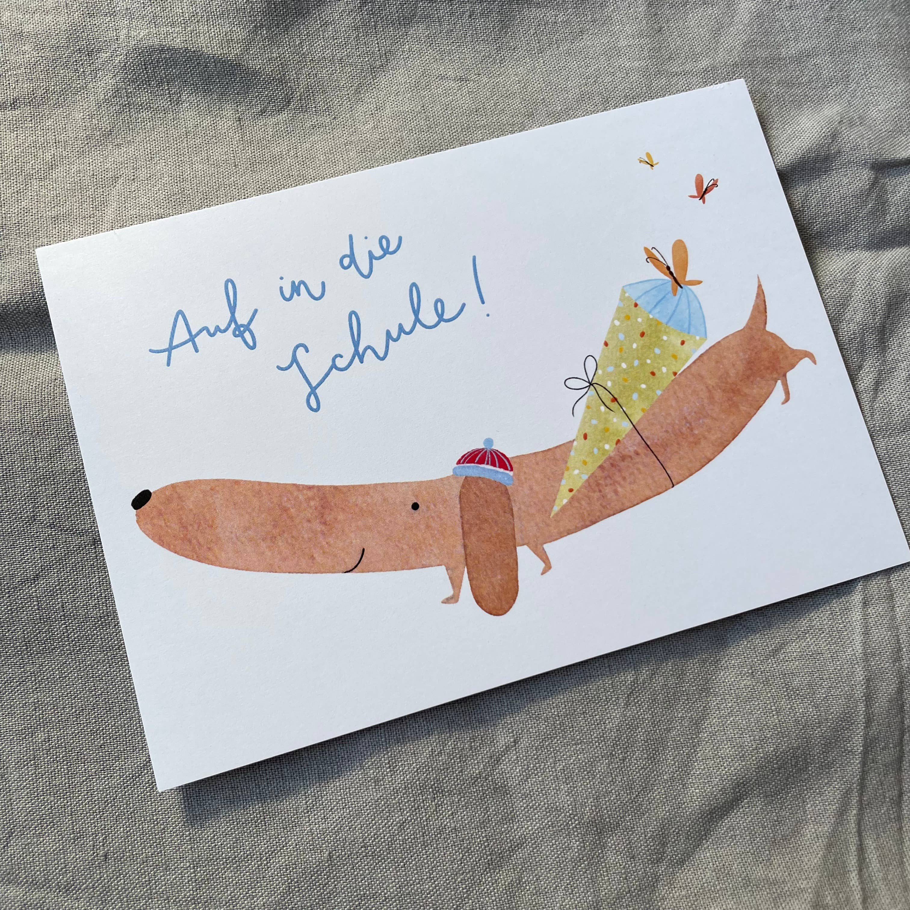 Hannahs Firlefanz - Wholesale Postcard - Card for school enrollment dachshund, start of school, school cone (copy)4
