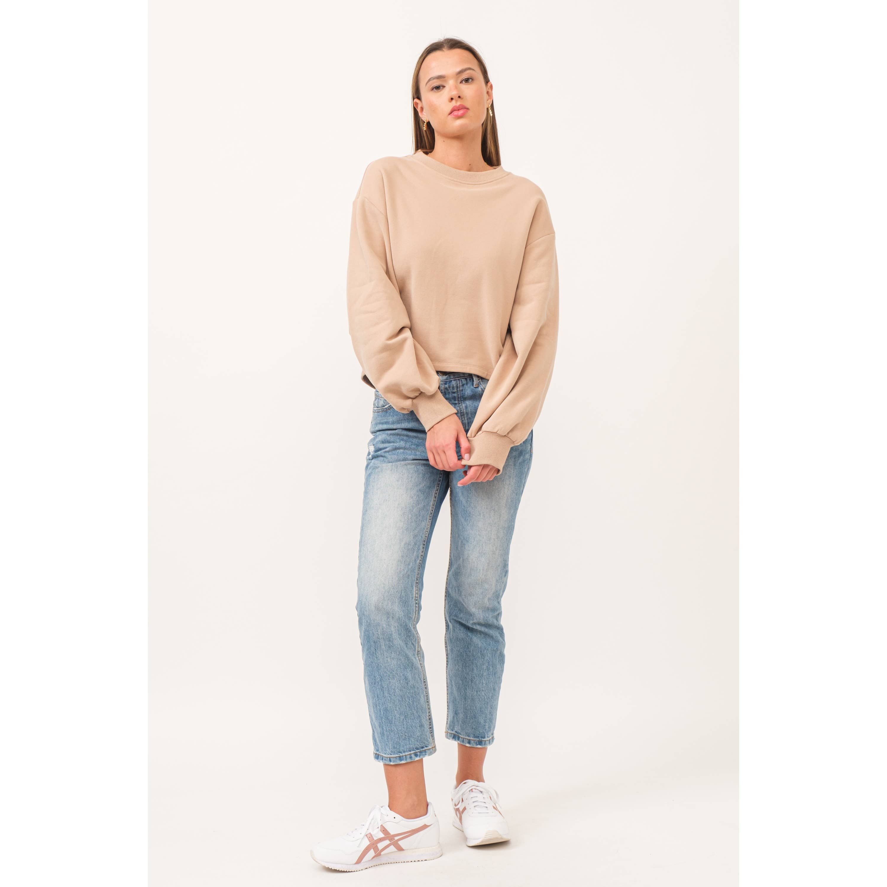 The GREii - Wholesale Sweatshirt - Women's - Cutout Rib Fleece Sweatshirt6