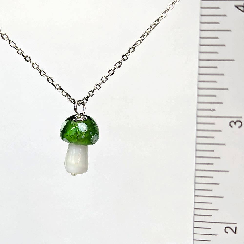 Stylish Jewelry Supply - Wholesale Pendant/Charm Necklace - Green Lampwork Beads Glass Mushroom Necklace1