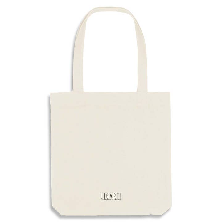 LIGARTI - Venta al por mayor Bolsa grande - Unisex - Bolsa de yute reciclado con búho de anteojos - natural1