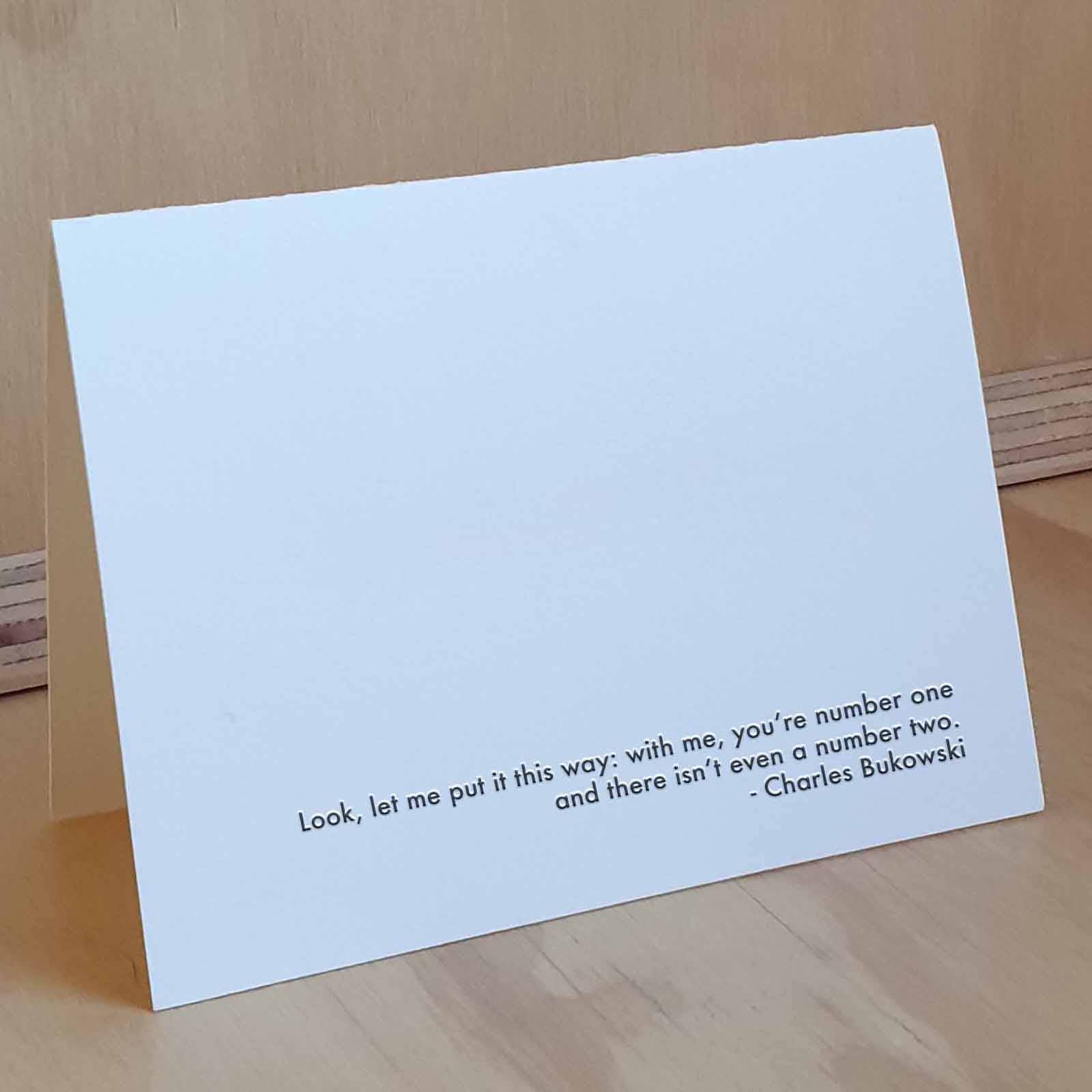 Willowcrest Press – wholesale Love card – Charles Bukowski- You're Number One (Letterpress Greeting)2