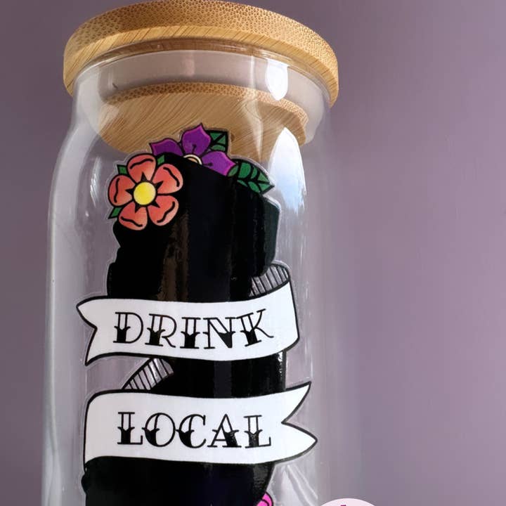 Peach Tree Design Shop – wholesale Drinking glass/cup – New Jersey Glass Cup, Drink Local NJ Craft Beer Distillery3