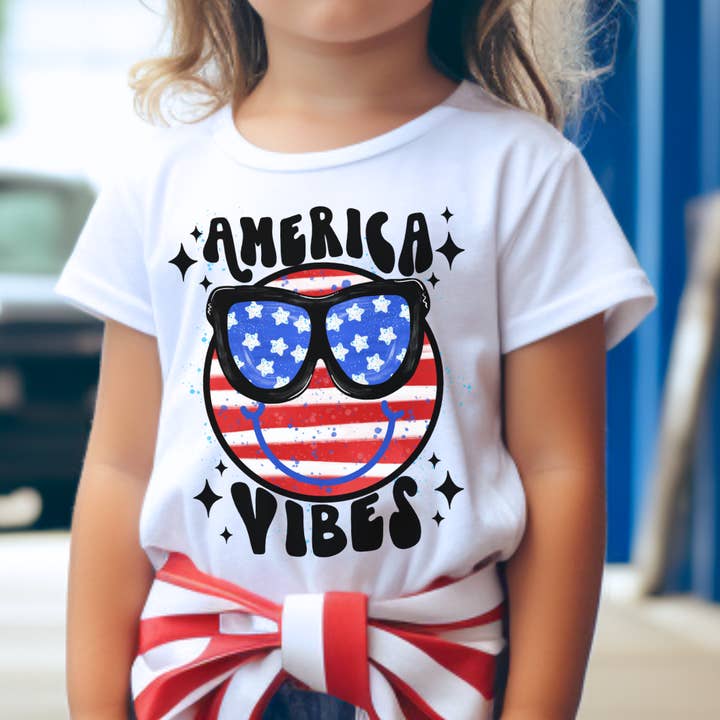 America Vibes DTF or Sublimation Transfer for wholesale by Sweet and Sassy Tees