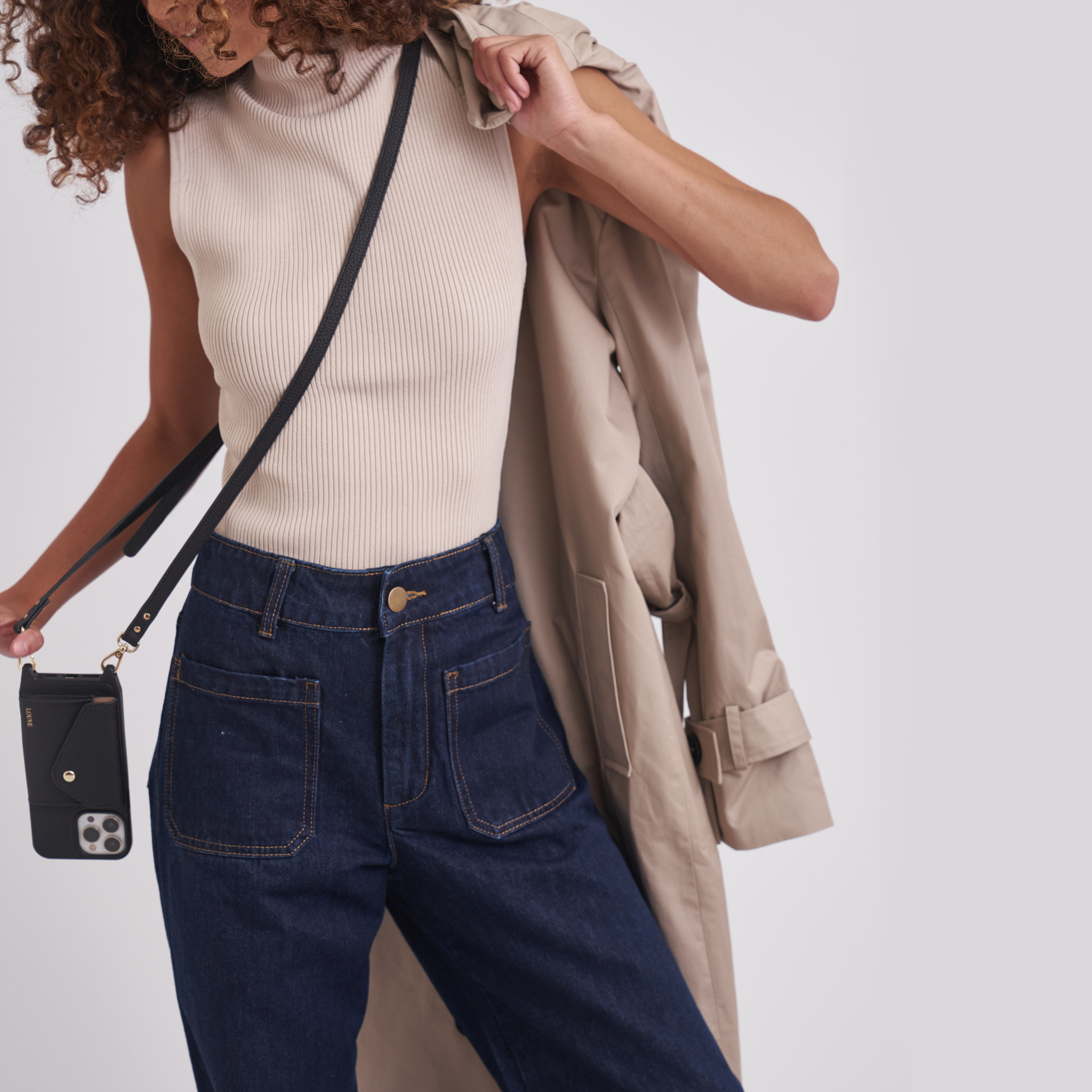 Louve Collection - Wholesale Phone Wallet - Women's - Zoë Black Leather Phone Case Wallet & Matching Strap23