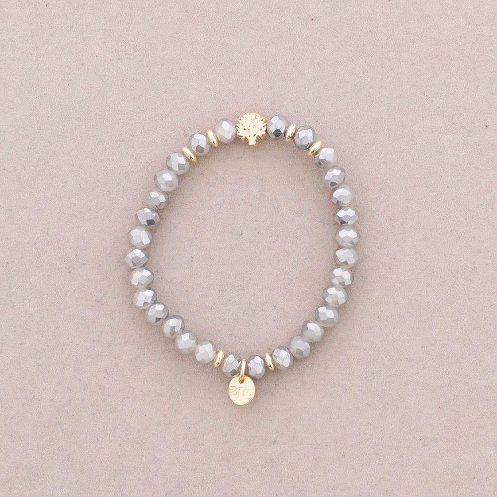 Sonata - Venta al por mayor Pulsera de cuentas - Pulsera Elastica Cristales Facetados Arbol Metal0