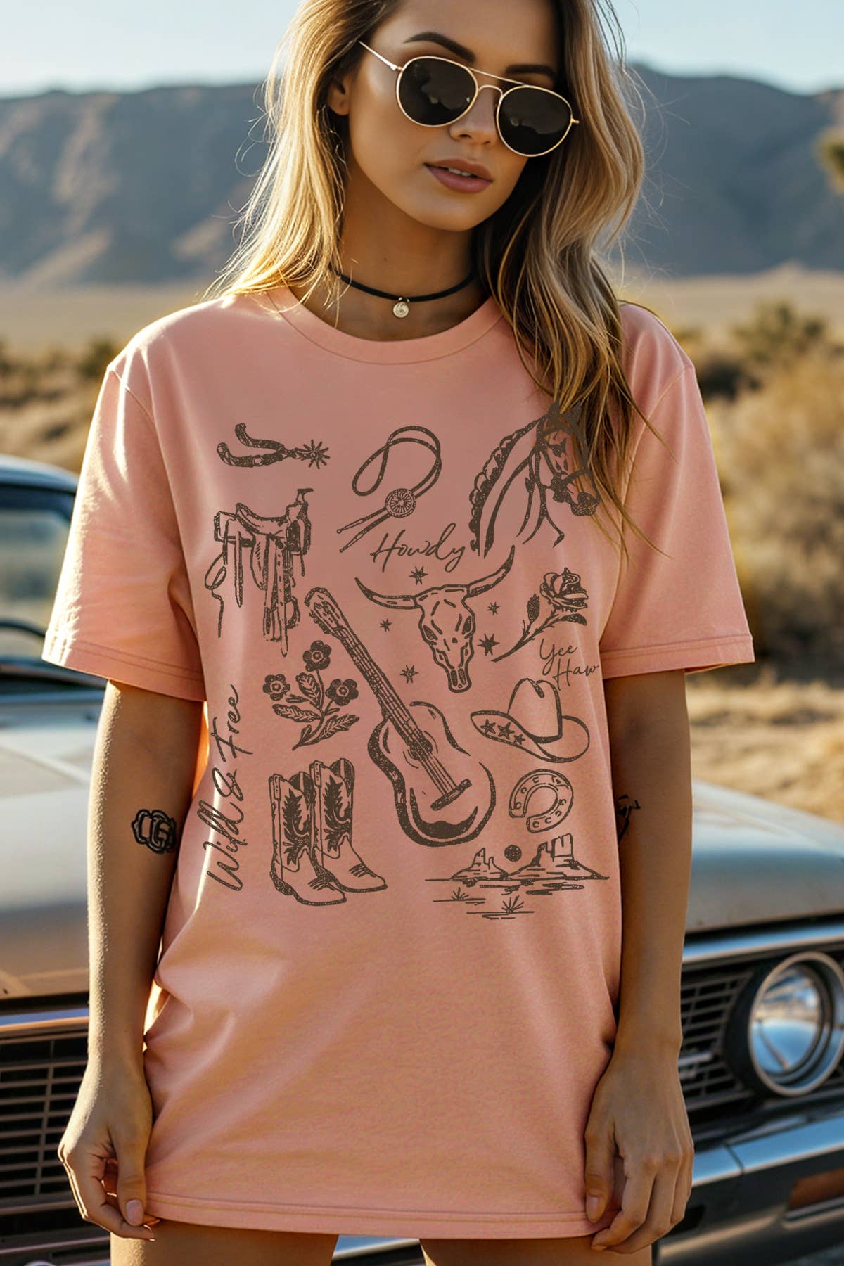 Amused by Blue - Vente T-shirt sérigraphié – femme - Haut à manches courtes avec imprimé graphique occidental pour femmes7