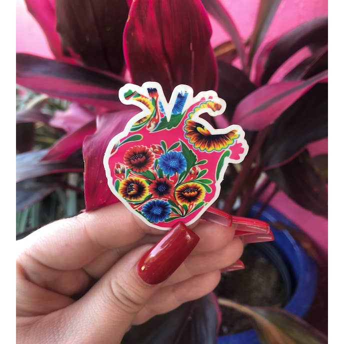 Very That - Wholesale - Pink Oil Cloth Corazon | Heart Sticker | by Very That Sticker Water Resistant Sticker | Vinyl2
