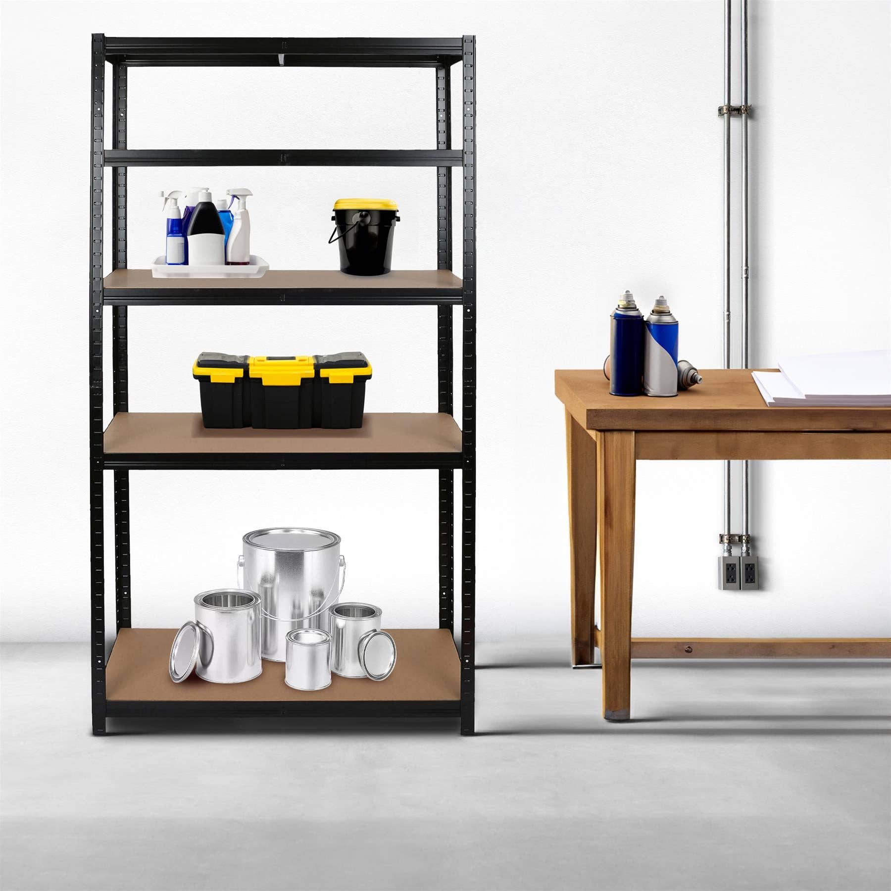 Rinkit Ltd - Vendita all'ingrosso Mensola freestanding - Set da 2 scaffali da garage in acciaio galvanizzato a 5 ripiani - 75 x 30 x 150 cm8