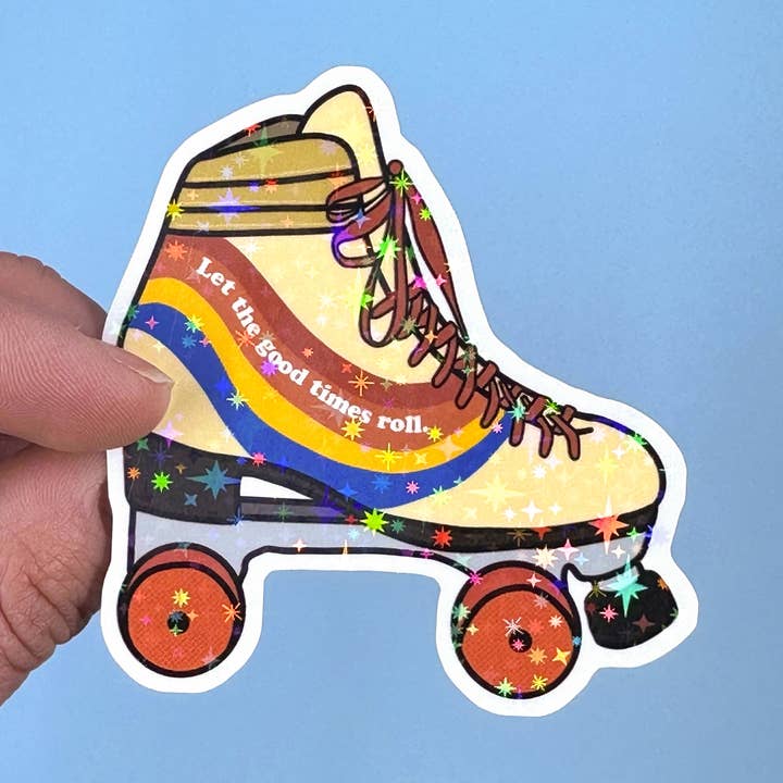 Saguaro Creative Co. - Vente Autocollant - Patin à roulettes rétro holographique0