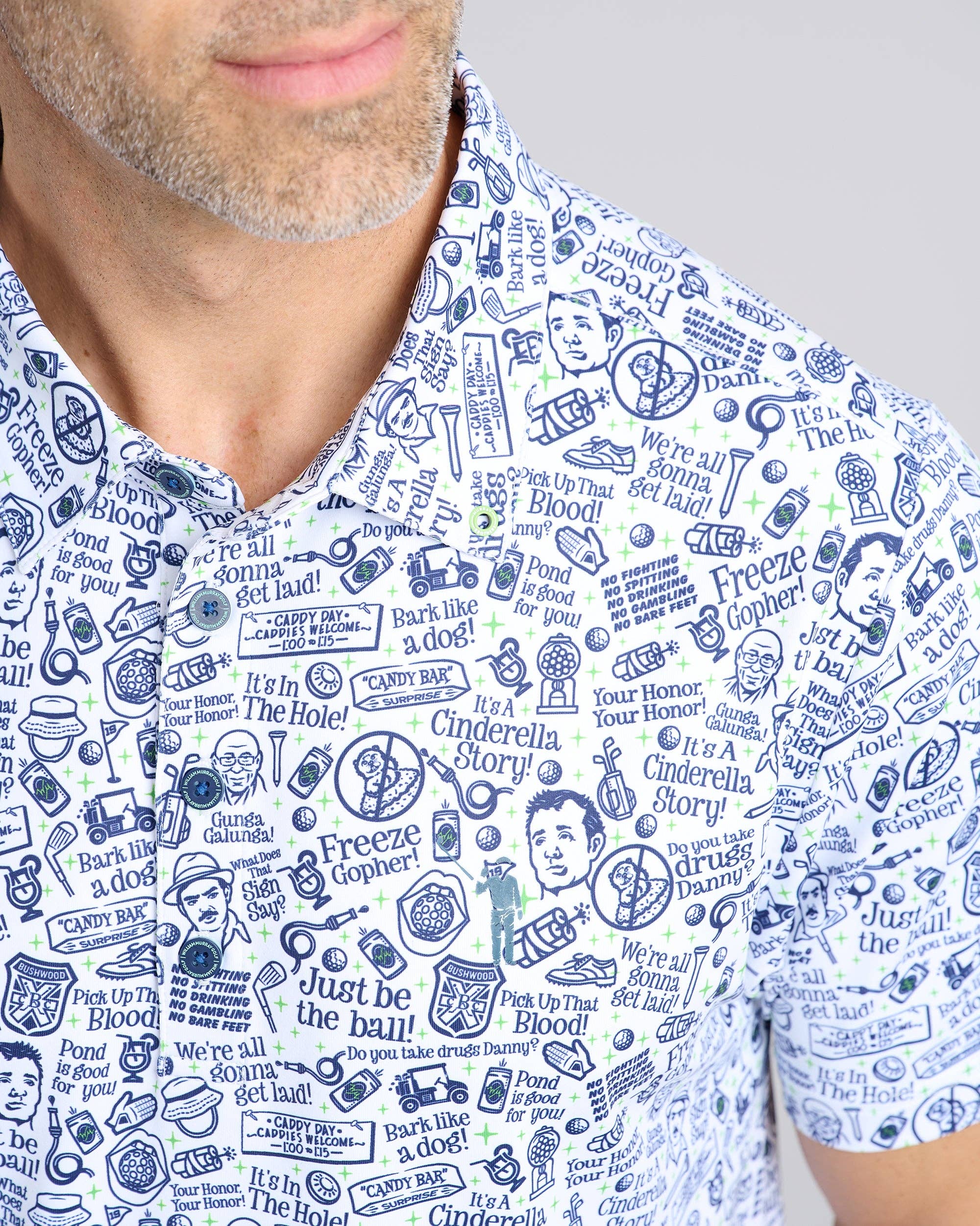 White Caddy Quotes Men's Polo for wholesale on Faire3