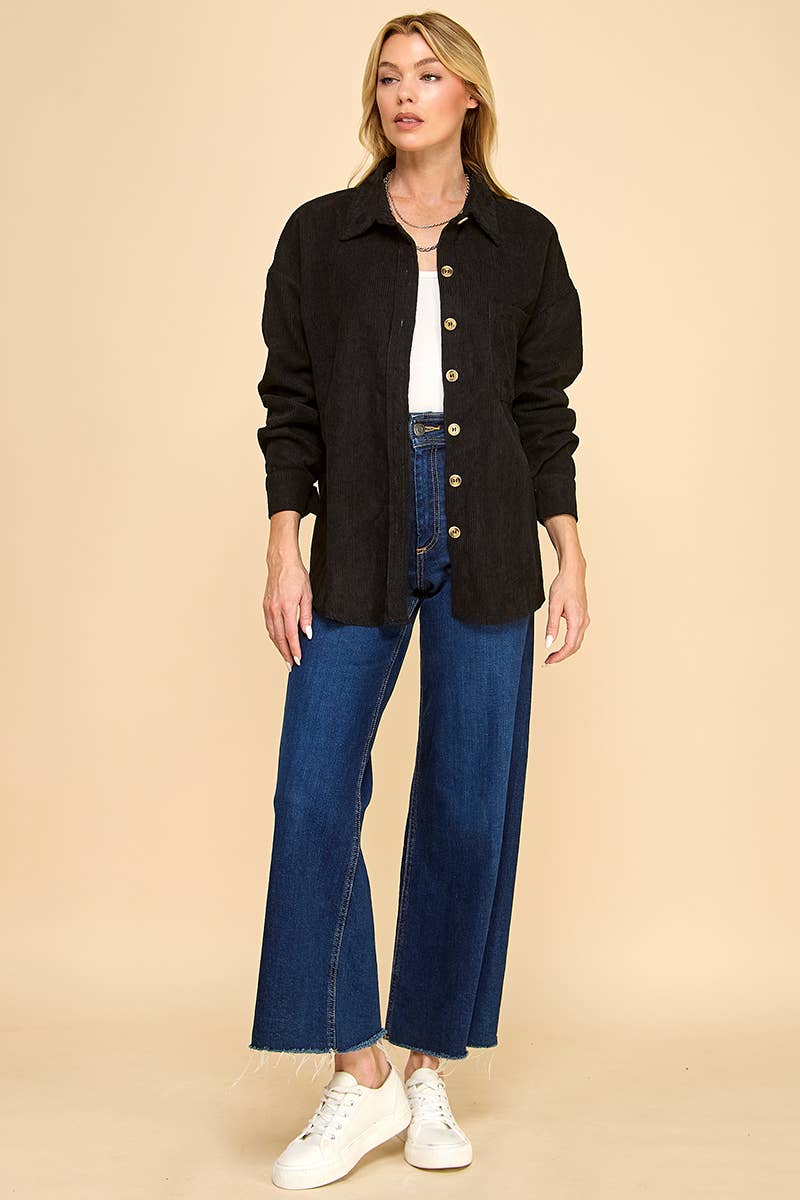 Cezele - Venta al por mayor Camisa con botones - Mujer - Camisa de pana abotonada de gran tamaño21