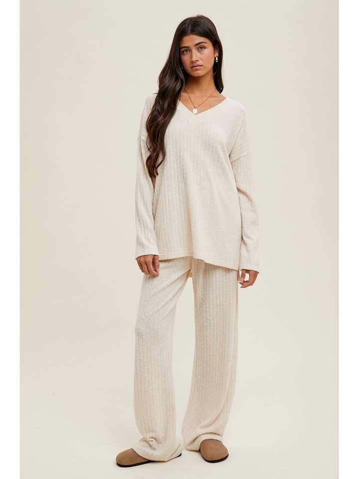 RIBBAD STICKAD TOPP OCH BYXSET / WL25-10960 för wholesale av Wishlist Apparel