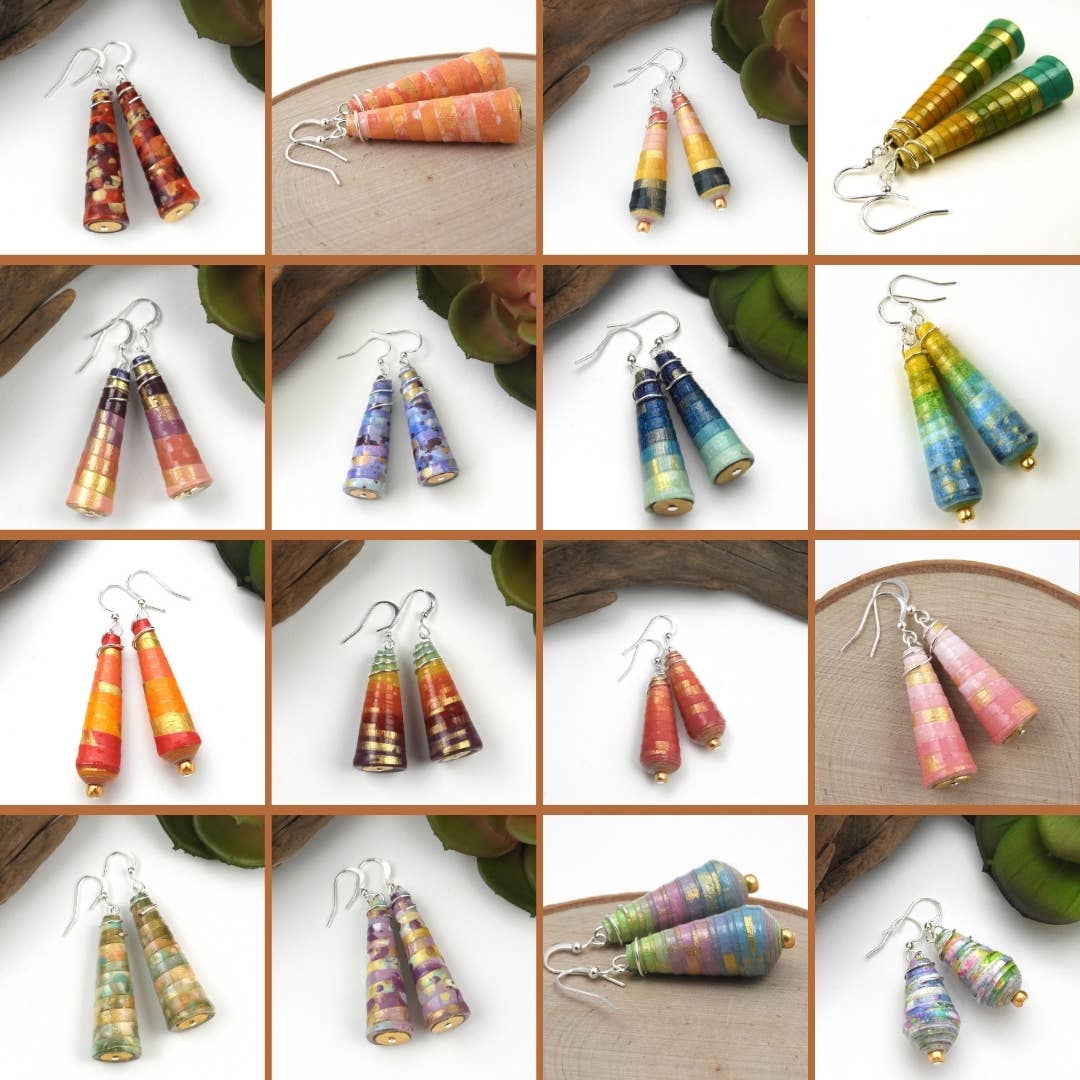 Allison Lake Handmade - Wholesale Dangle Earrings - Eco-Friendly Hand Painted Paper Bead Earrings | Starter Pack2