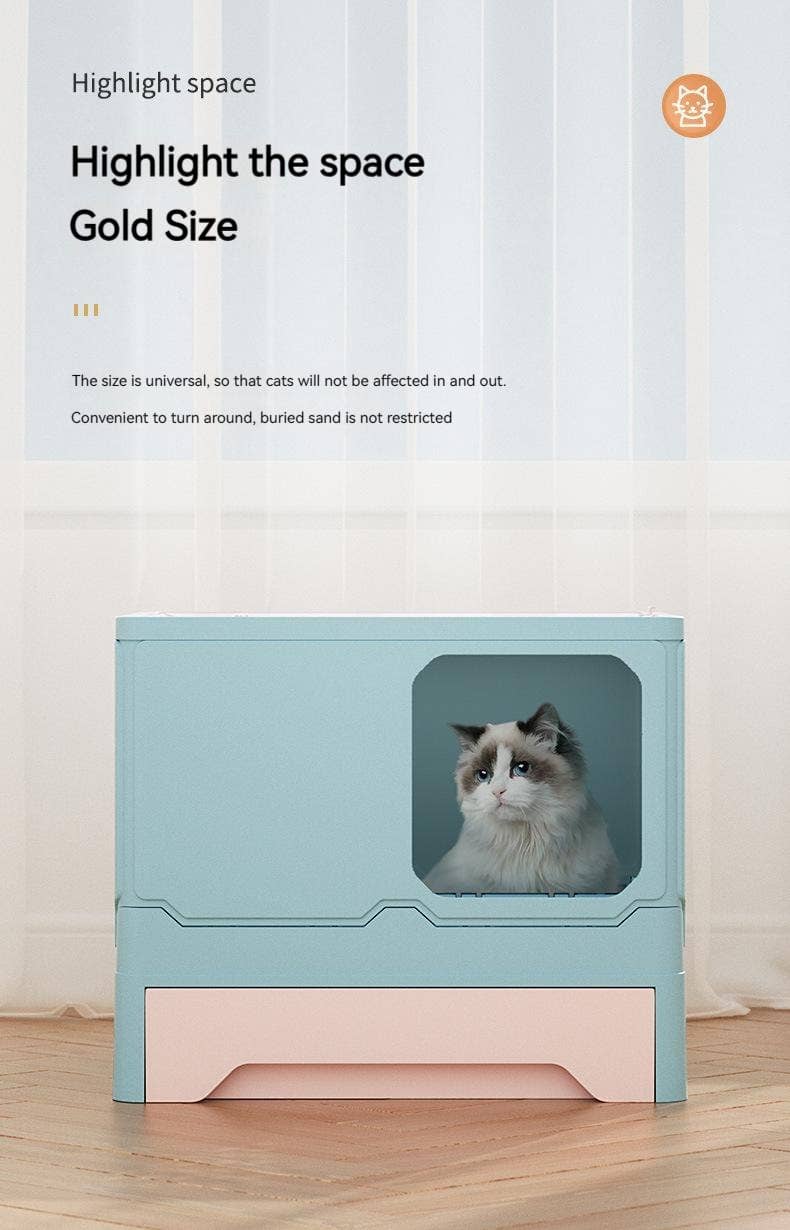 VIGOR – wholesale Cat litter box – Foldable Cat Litter Box With Lid Kitty Toilet Top Entry Encl1