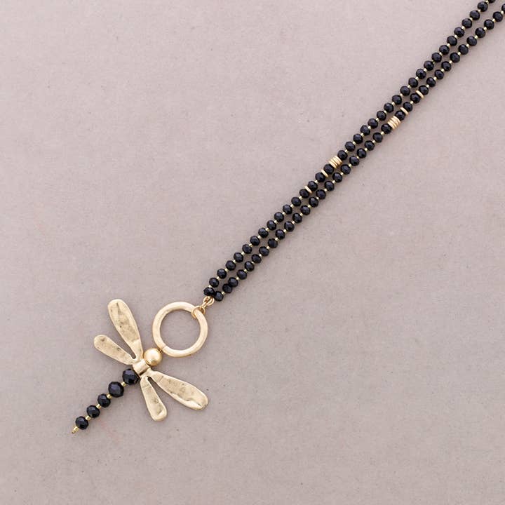 Lange Halskette Facettierte Kristalle Libetula Anhänger Metall für den Großhandel von Sonata