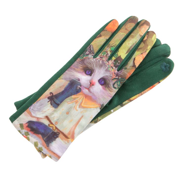 Kaleidoscope Accessories - Wholesale Gloves - Unisex - Suede Cat Patterned Gloves, 4 Assorted1