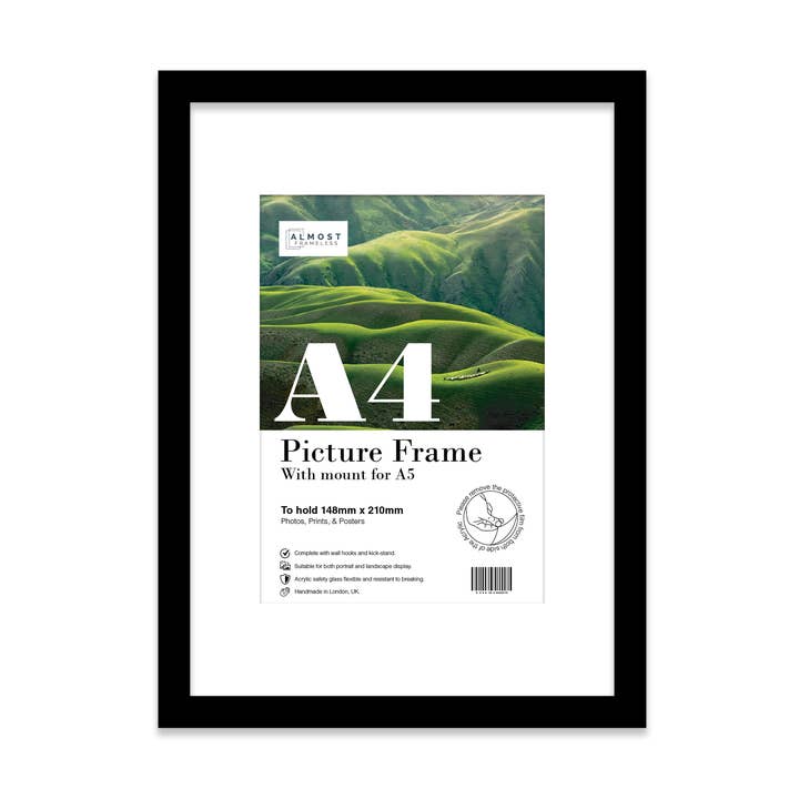 Black A4 Picture Frame With mount for A5 for wholesale by WholesaleFrames.co.uk