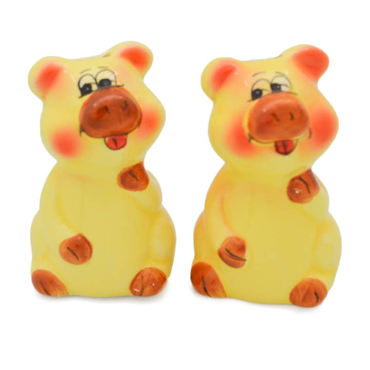 European Heritage Gifts - Wholesale Salt & Pepper Shaker Set - Animal Salt & Pepper Shakers Pigs Basket