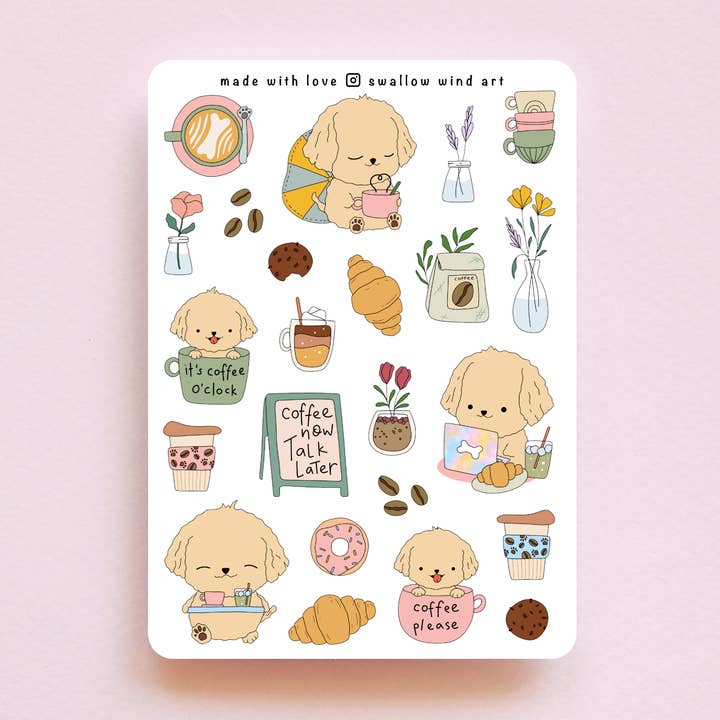 Folha Autocolante - Groodle at a Cafe por atacado de Swallow Wind Art