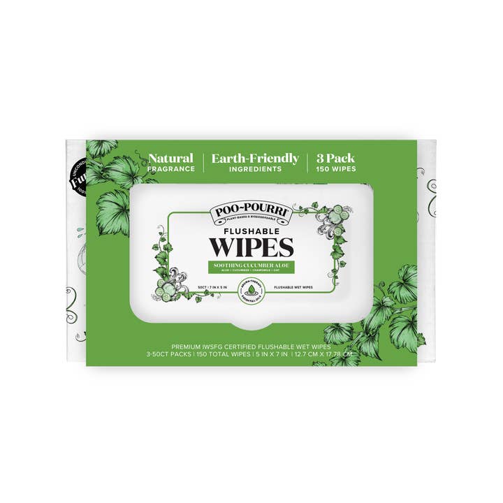 ~Pourri - Wholesale Face & Body Wipes - Cucumber Aloe Poo~Pourri Flushable Wipes 3-Pk (150 wipes)11