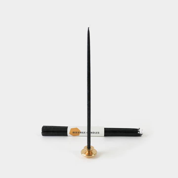54 Celsius - Wholesale Tapered Candle/Candlestick - Thin 100% Pure Beeswax Candles (7 Pack) - 12" Tall, Black