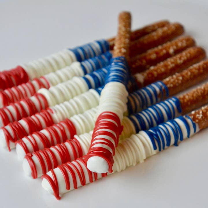 Chocolates Unlimited by Denise - Wholesale Chocolate Covered Sweets - Patriotic Themed Chocolate Covered Pretzels (2 pack)