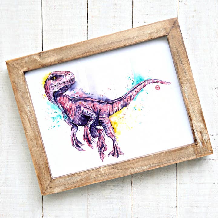 Whitehouse Art – wholesale Konsttryck – Blå Raptor - Kids Inredning, Dinosaurie konst, Barnkonst
