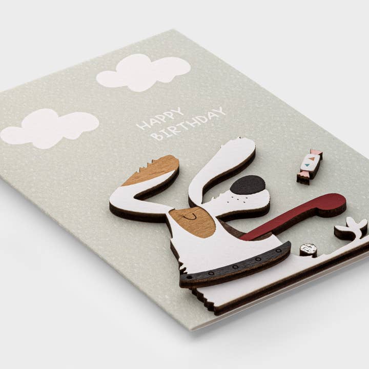 3D Wooden Birthday Card – Handmade Dog Greeting by PESKOVOI for wholesale by PESKOVOI