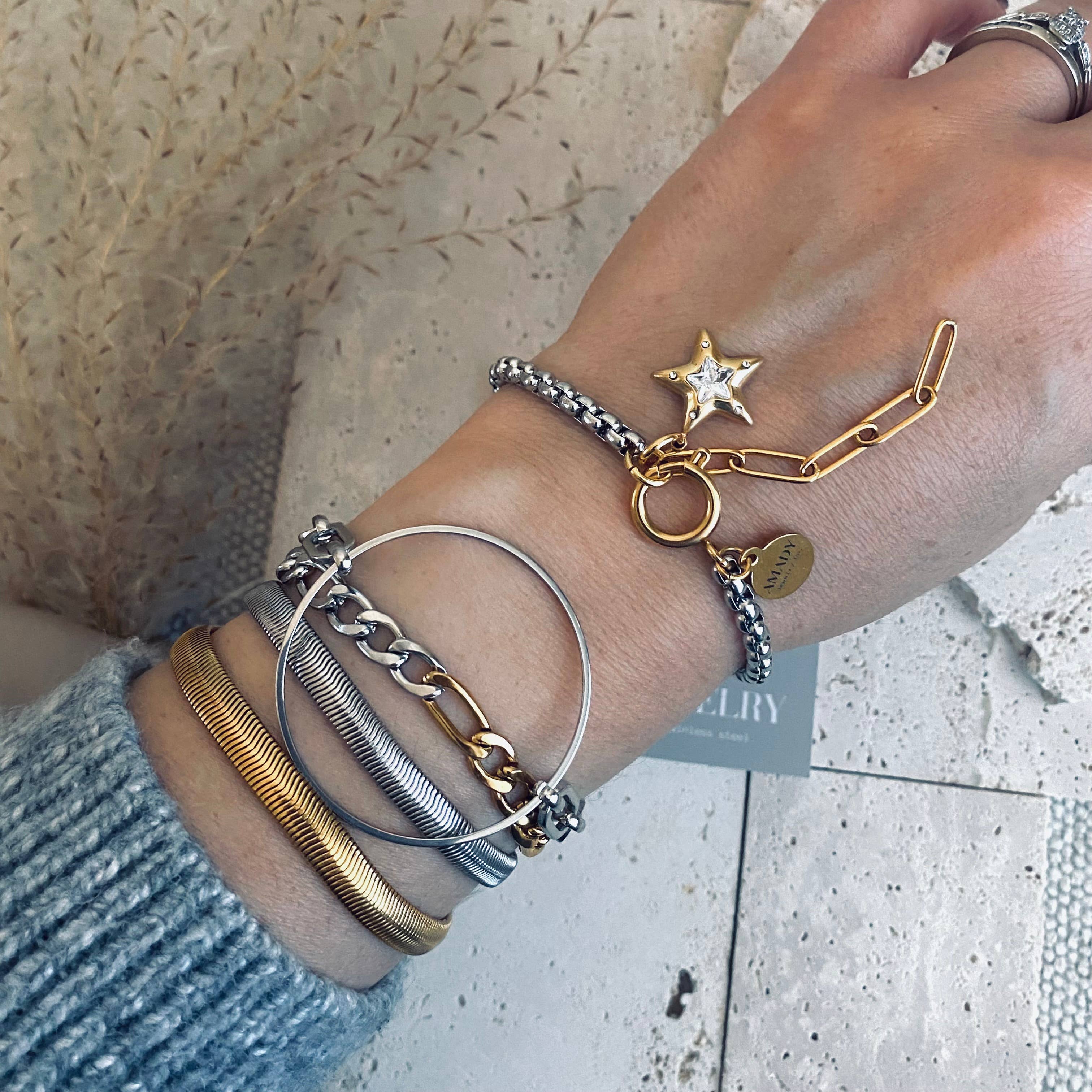 Amady Jewelry - Wholesale Link & Chain Bracelet - Silver Bracelet Herringbone Snake chain stainless steel 316L1