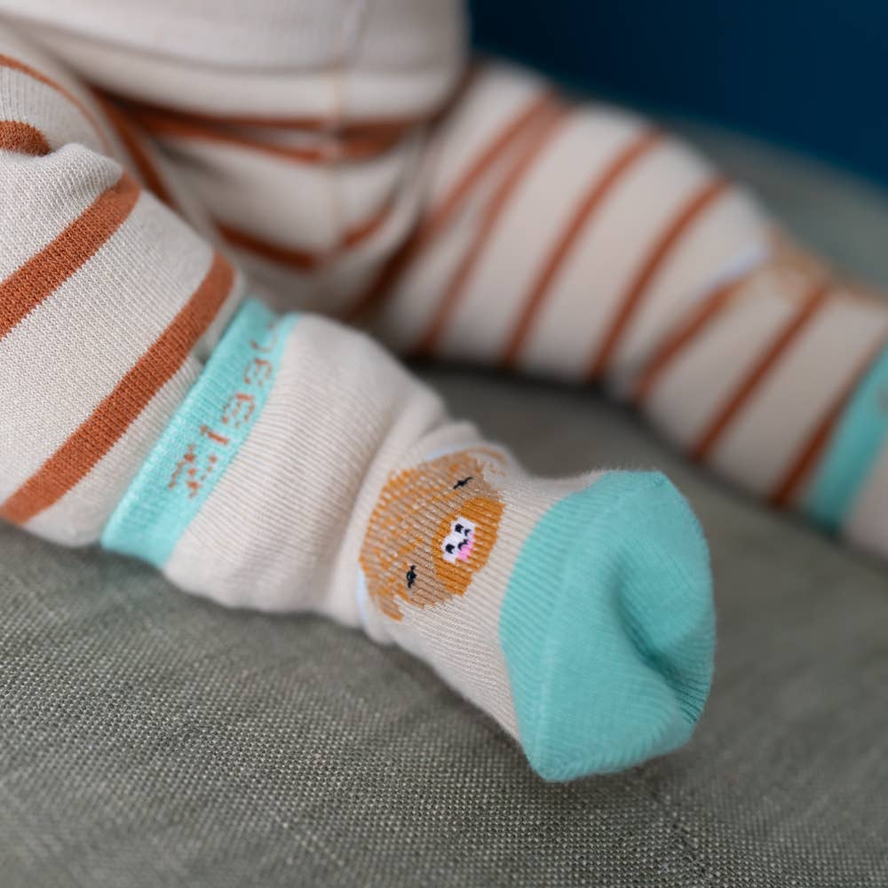 Ziggle Baby – Conjunto de roupa - Bebé por atacado – Conjunto de Leggings e Meias de Bebê Highland Cow8