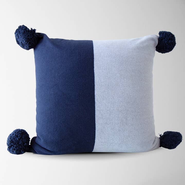 Tajik Home LLC - Wholesale Throw/Decorative Pillow - Dakota Two-Tone Knit Throw Pillow in Blue - Stylish & Modern