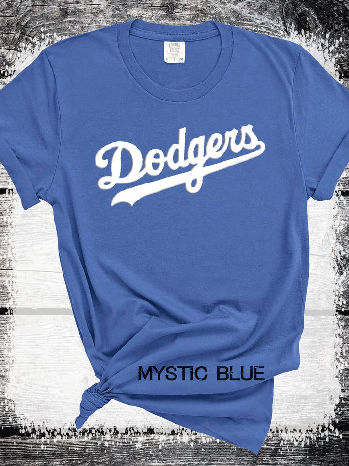 A Blessed Texas Mess Boutique - Wholesale T-Shirt (Graphic) - Women's - Puff 3D Embossed Dodgers Baseball LA World Series National 1