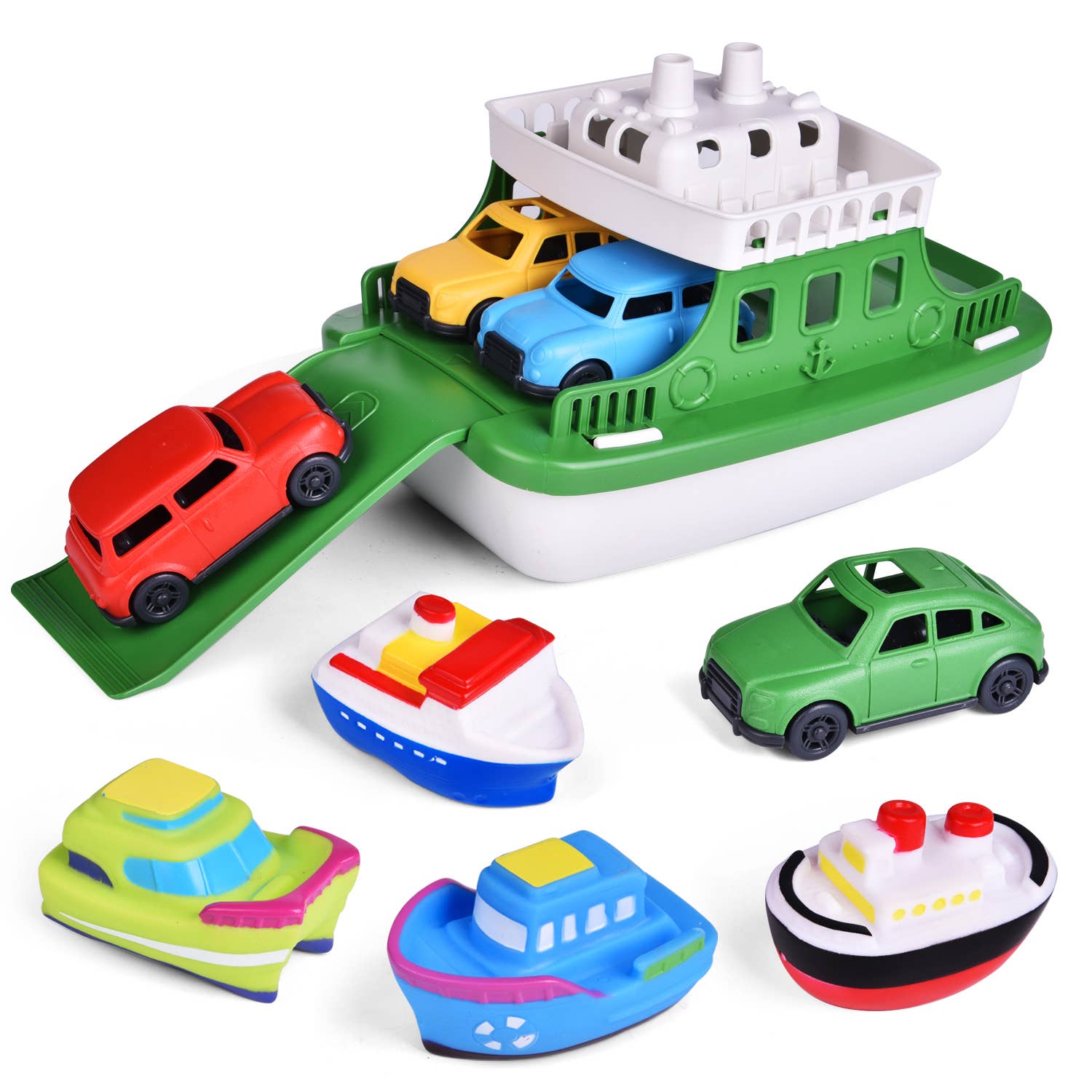 Fun Little Toys - Wholesale Bath Toy - Baby - Toy Boat Bath Toys for Toddlers with 4 Cars Toys2