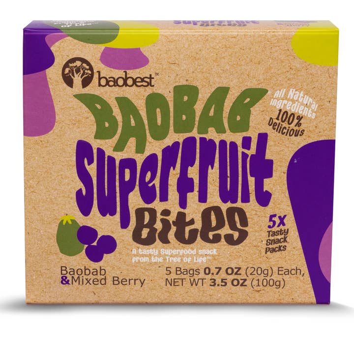 Mixed Berry + Baobab Superfruit Bites (6u case) for wholesale by BaoBest