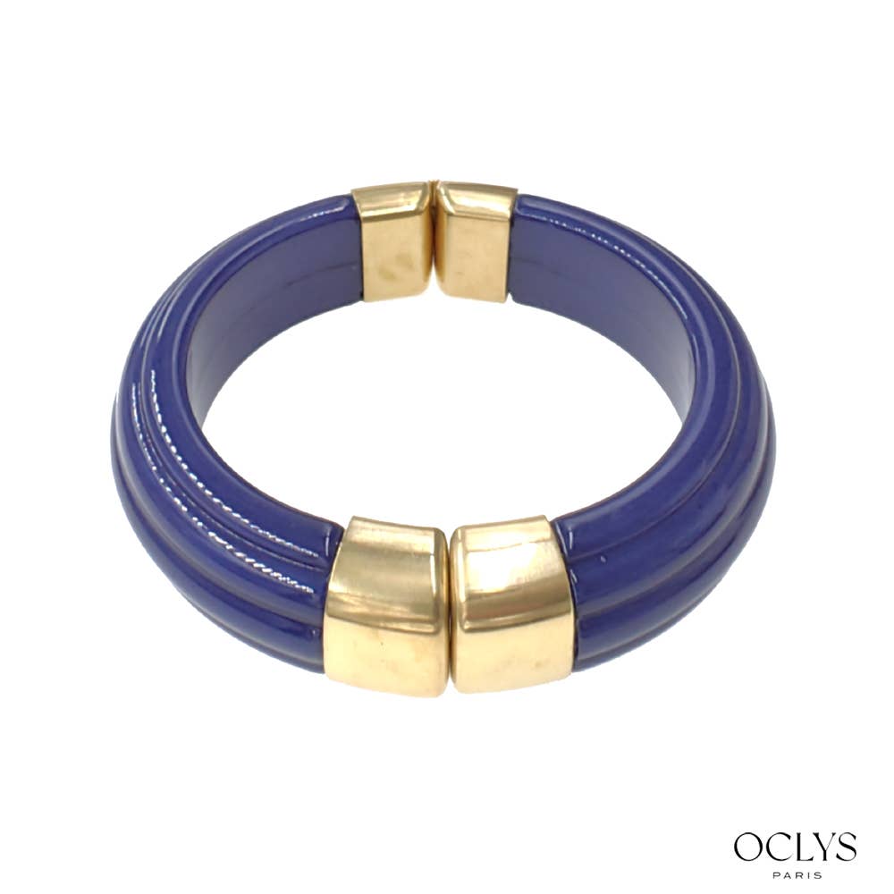 Oclys - Wholesale Bangle Bracelet - Open cuff bracelet in gold stainless steel resin Sara4