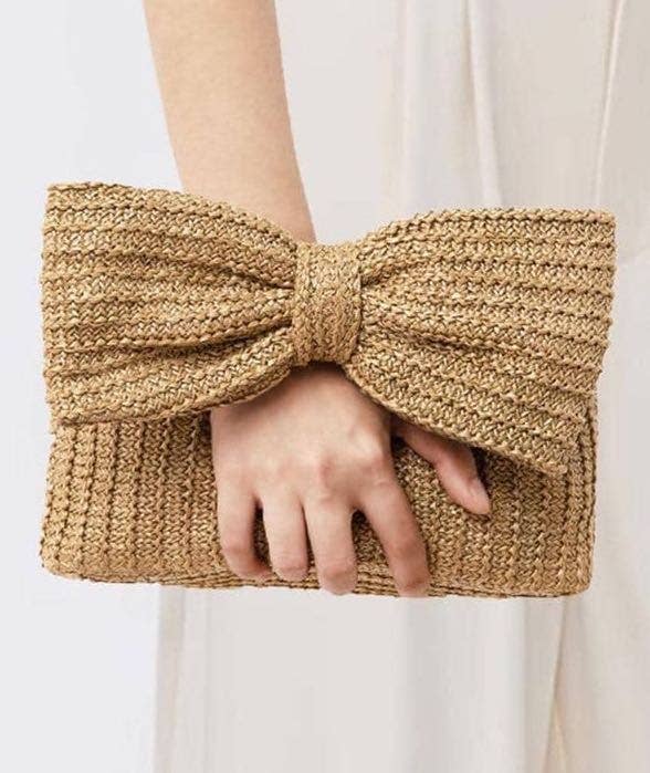 Bow Envelope Clutch in Satin | Over The Moon