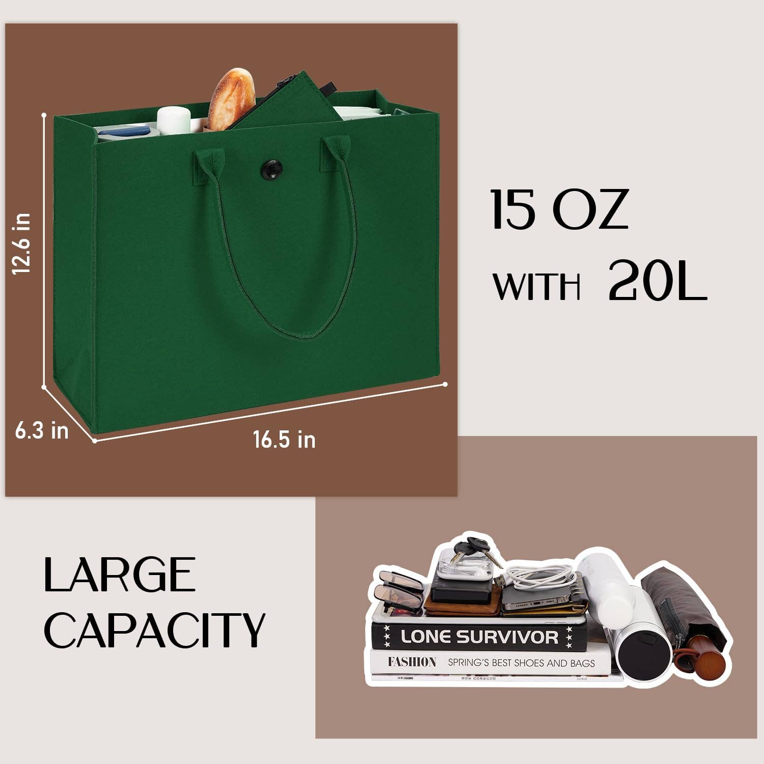 wandf – wholesale Livsmedels-/Shoppingväska – ECOHUB tålig återanvändbar kasse i återvunnet filttyg19