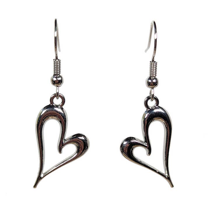 Silver Hollow Angle Heart Charm Earrings for wholesale by Stylish Jewelry Supply